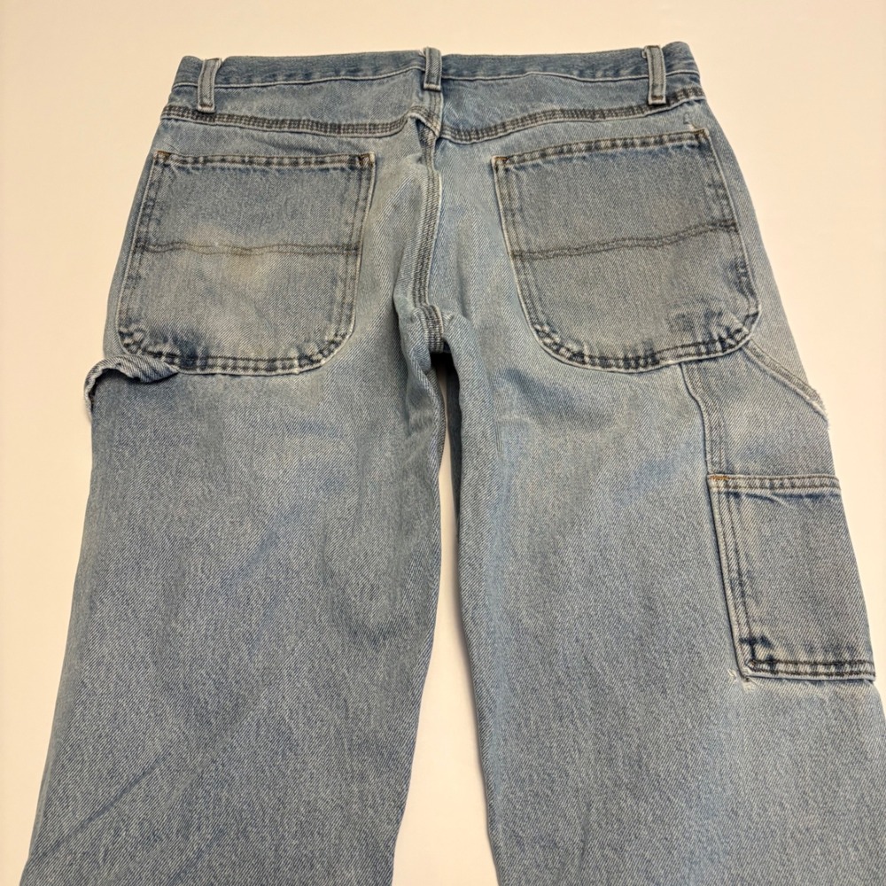 Wrangler Carpenter Jeans Mens 32x30 Light Wash Distressed Workwear Denim